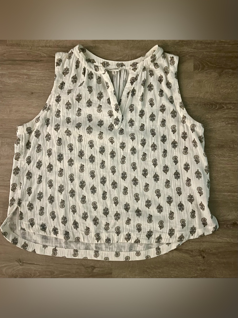 Lucky Brand Boho Cotton Crinkle Gauze Sleeveless Top XL